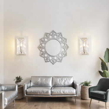 10.2 in. Length 1-Light Chrome Modern Wall Sconces with Rectangular Clear Glass Shade (Bulbs Not Included)