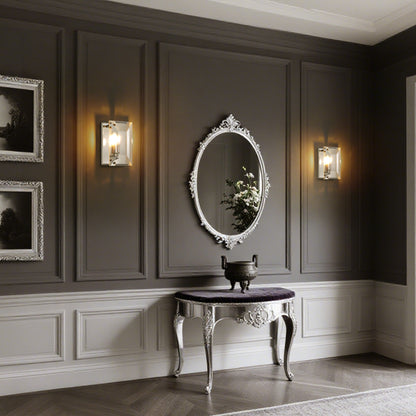 10.2 in. Length 1-Light Chrome Modern Wall Sconces with Rectangular Clear Glass Shade (Bulbs Not Included)