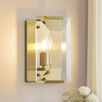 10.2 in. 1-Light Gold Modern Dimmable Wall Sconce with Glass Shade Modern Lighting Fixture for Corridor and Hallway