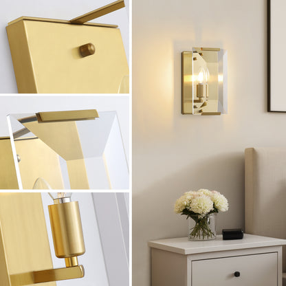 10.2 in. 1-Light Gold Modern Dimmable Wall Sconce with Glass Shade Modern Lighting Fixture for Corridor and Hallway