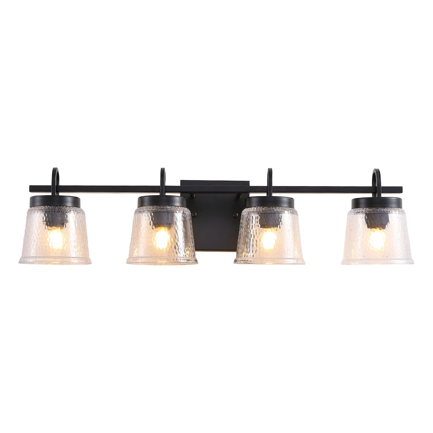 30.9in 4-Light Matte Black Vanity Light Dimmable 3-Color with Modern Wavy Glass for Bathroom (Bulbs Not Included)
