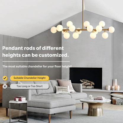16-Light Gold Post-modern Linear Chandelier Rectangle Chandelier for Dining Room Island with no Bulbs Included