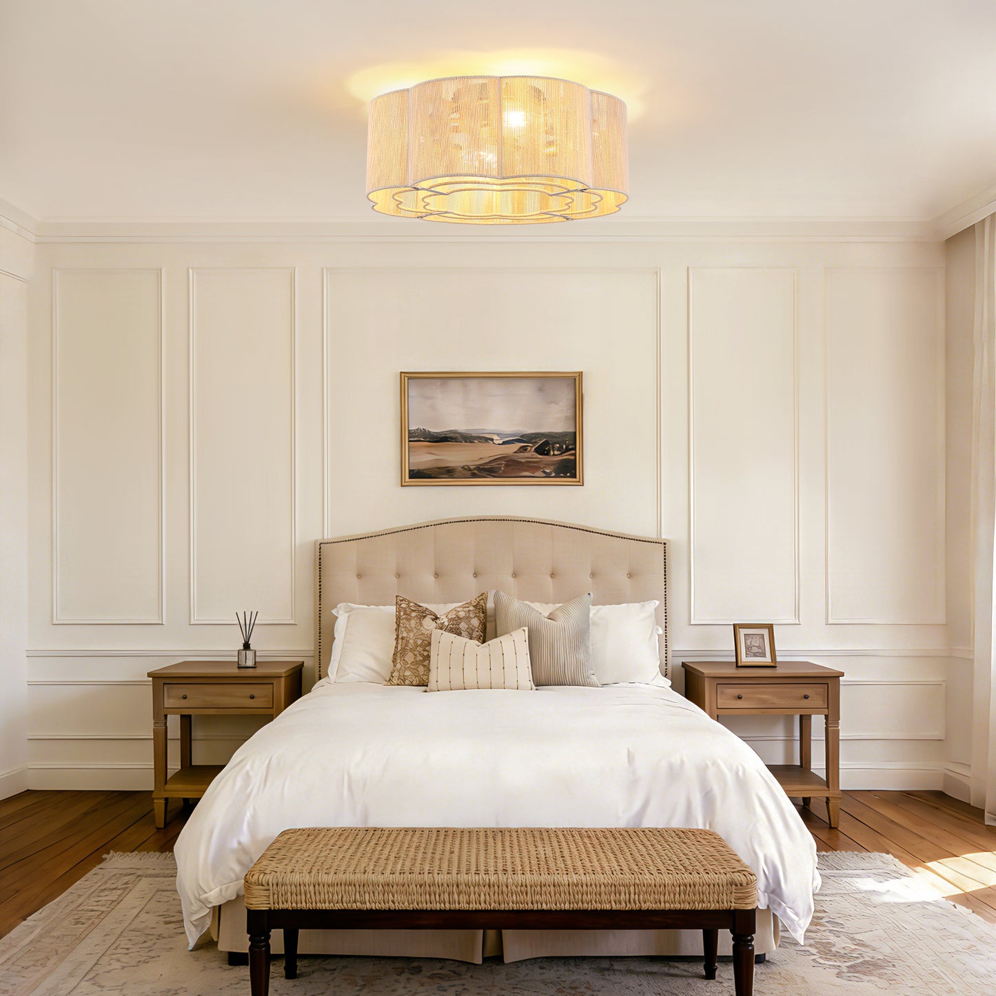 20 in Plum Blossom Gold Woven Ceiling Fan Light with Timer,Forward/Reverse and Remote control (Bulb Not Included)