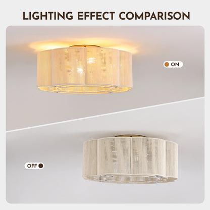 20 in Plum Blossom Gold Woven Ceiling Fan Light with Timer,Forward/Reverse and Remote control (Bulb Not Included)