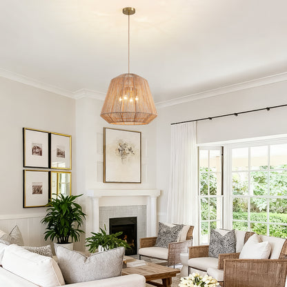 20in 4-Light Adjustable Woven Pendant Light for Sloped Ceilings(No Bulbs Included)