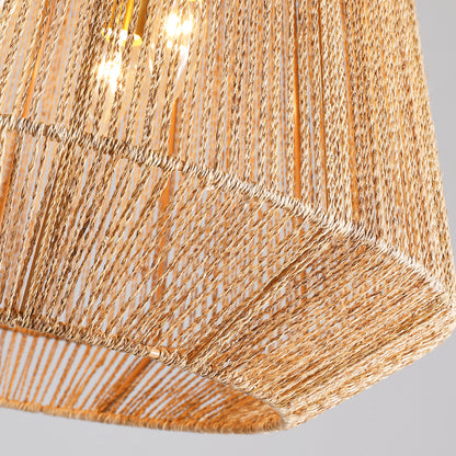 20in 4-Light Adjustable Woven Pendant Light for Sloped Ceilings(No Bulbs Included)