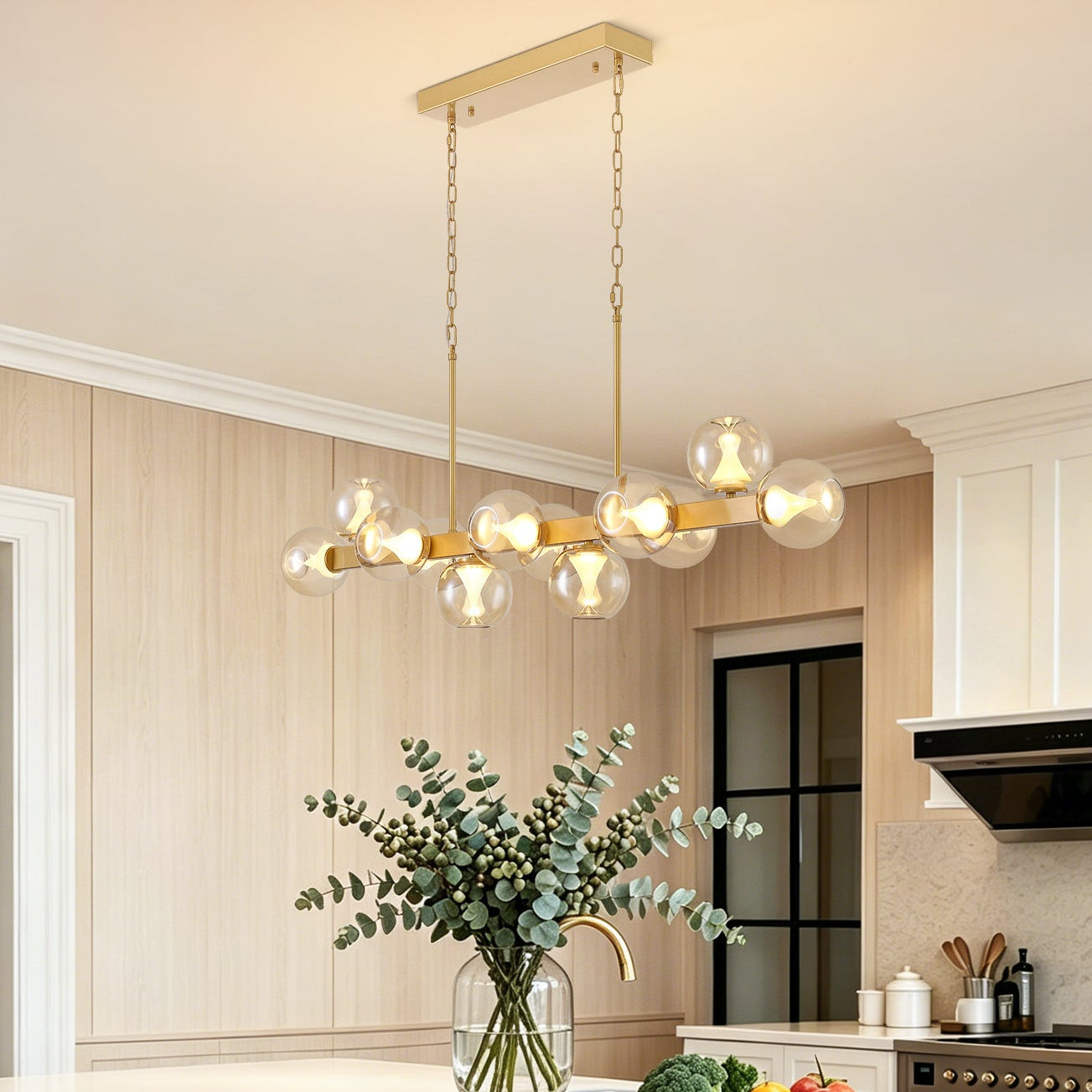 Golden Retro French-style Glass Chandelier