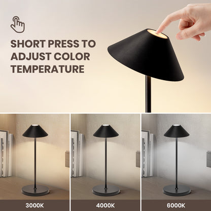 16in Black Modern Desk Lamps Cordless Smart Integrated Led Dimmable Waterproof Rechargeable Table Lamp, Indoor & Outdoor