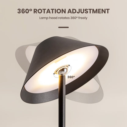 16in Black Modern Desk Lamps Cordless Smart Integrated Led Dimmable Waterproof Rechargeable Table Lamp, Indoor & Outdoor