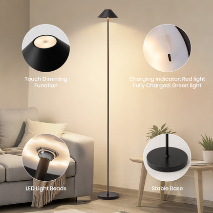 16in Black Modern Desk Lamps Cordless Smart Integrated Led Dimmable Waterproof Rechargeable Table Lamp, Indoor & Outdoor