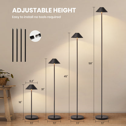 16in Black Modern Desk Lamps Cordless Smart Integrated Led Dimmable Waterproof Rechargeable Table Lamp, Indoor & Outdoor