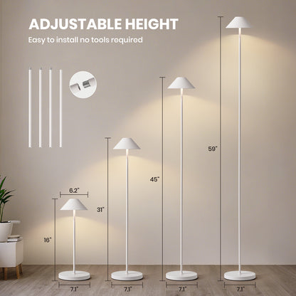 16 in. Modern Black Standard Table Lamps Cordless Integrated Led Dimmable Rechargeable for Indoor and Outdoor (2 Sets)