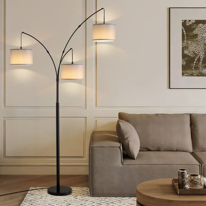 80in. Gray 3-Light Standard Arched Floor Lamp, Dimmable 3-Color Temperature Remote Control, Stylish Tall Tree Floor Lamp