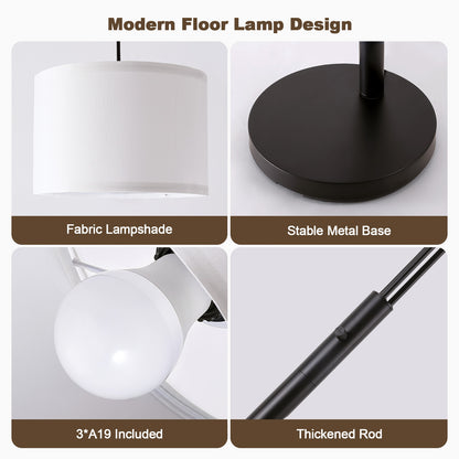 80 in. White 3-Light Arc Floor Lamp, Dimmable, 3-Color Temperature, Remote Control, Stylish Tall Floor Lamp