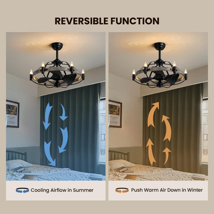 27'' Farmhouse & Vintage Ceiling Fan with Light Remote Control, Rustic Chandelier Fan