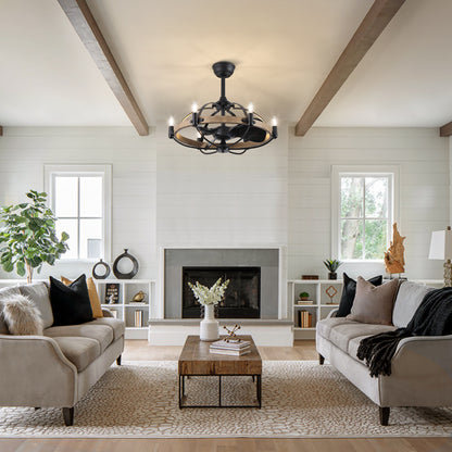 27in Farmhouse & Vintage Ceiling Fan with Light Remote Control, Rustic Chandelier Fan
