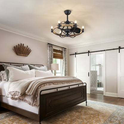27in Farmhouse & Vintage Ceiling Fan with Light Remote Control, Rustic Chandelier Fan
