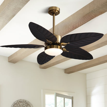 52in Smart Tropical Palm Blades Ceiling Fan with Dimmable Led