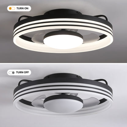 20in Smart Black Flush Mount Ceiling Fan with Light Dimmable Fandelier with Remote&App Control