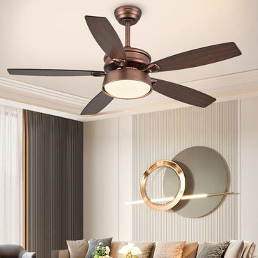 Oil-Rubbed Bronze 5-Blade Ceiling Fan with Light – Dimmable LED Fan Light for Living Room & Bedroom