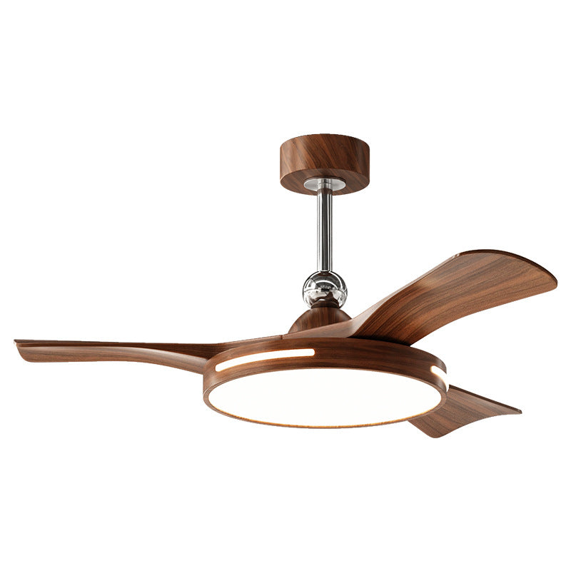 Walnut Wood 5-Blade Ceiling Fan with Light – Modern Farmhouse Dimmable LED Fan Light for Living Room & Bedroom