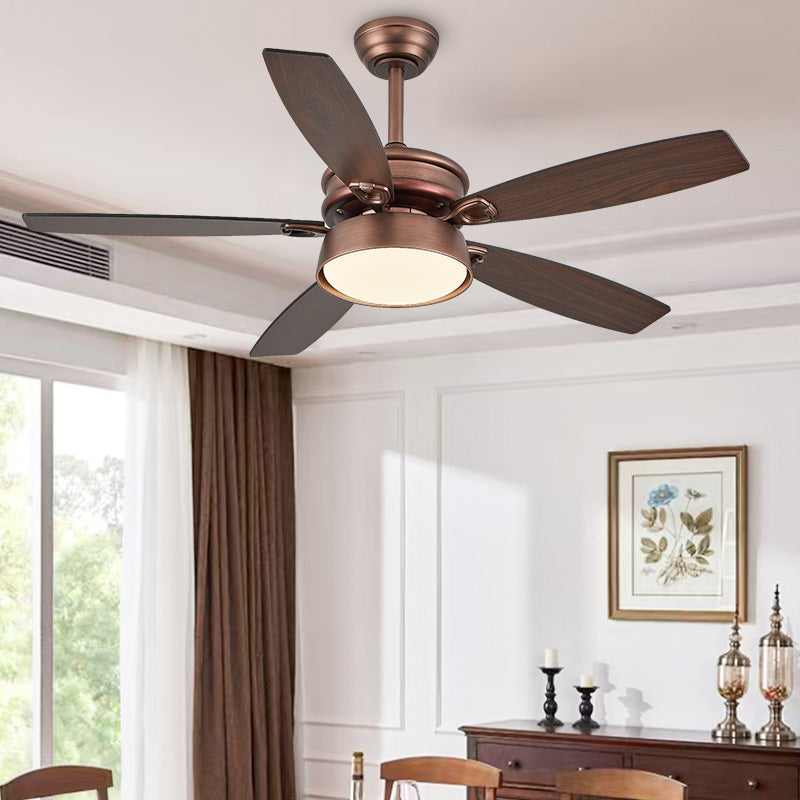 Oil-Rubbed Bronze 5-Blade Ceiling Fan with Light – Dimmable LED Fan Light for Living Room & Bedroom