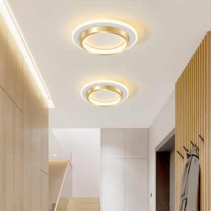 Modern Gold Double-Ring LED Ceiling Light – Minimalist Flush Mount for Bedroom & Living Room
