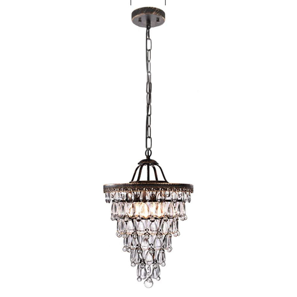 Vintage Tiered Teardrop Crystal Chandelier - Oil-Rubbed Bronze Pendant Light for Foyer & Dining Room