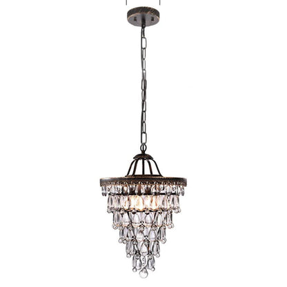 Vintage Tiered Teardrop Crystal Chandelier - Oil-Rubbed Bronze Pendant Light for Foyer & Dining Room