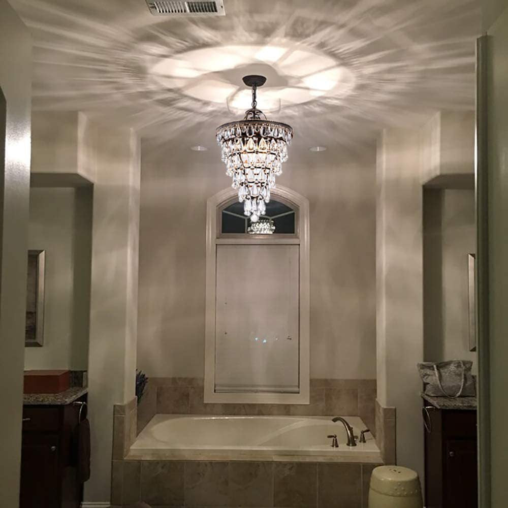 Vintage Tiered Teardrop Crystal Chandelier - Oil-Rubbed Bronze Pendant Light for Foyer & Dining Room