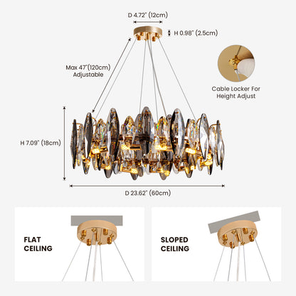 23.6 in. 12-light Gold Modern Crystal Chandelier for Living Room with No Bulbs Included