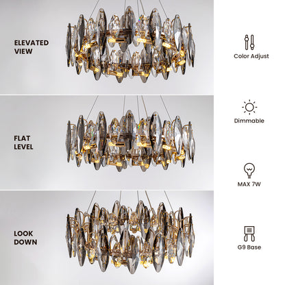 23.6 in. 12-light Gold Modern Crystal Chandelier for Living Room with No Bulbs Included