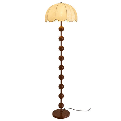 Vintage Mid-Century Floor Lamp with Petal Fabric Shade | Retro Standing Lamp for Bedroom & Living Room