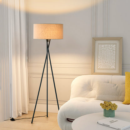 Minimalist Black Tripod Floor Lamp - Soft Warm Light for Cozy Contemporary Home Decor