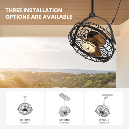 23in Outdoor Ceiling Fans with Lights, Gazebo Fan Wet Rated Remote&APP Control