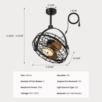 23in Outdoor Ceiling Fans with Lights, Gazebo Fan Wet Rated Remote&APP Control