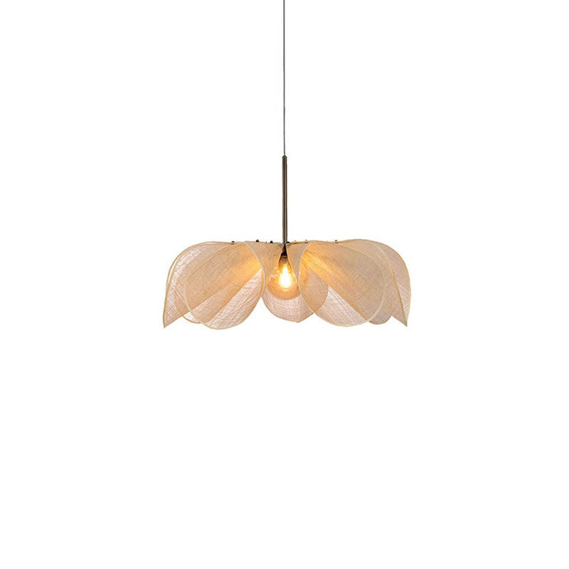 Bohemian Linen Petal Pendant Light – Wabi-Sabi Flower-Shaped Hanging Lamp for Bedroom & Living Room