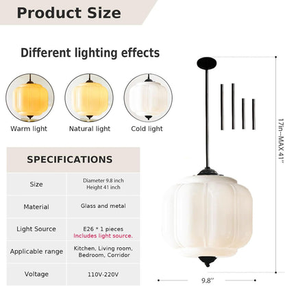 Vintage Opal Glass Pendant Light – Modern Farmhouse & Mid-Century Kitchen Hanging Light