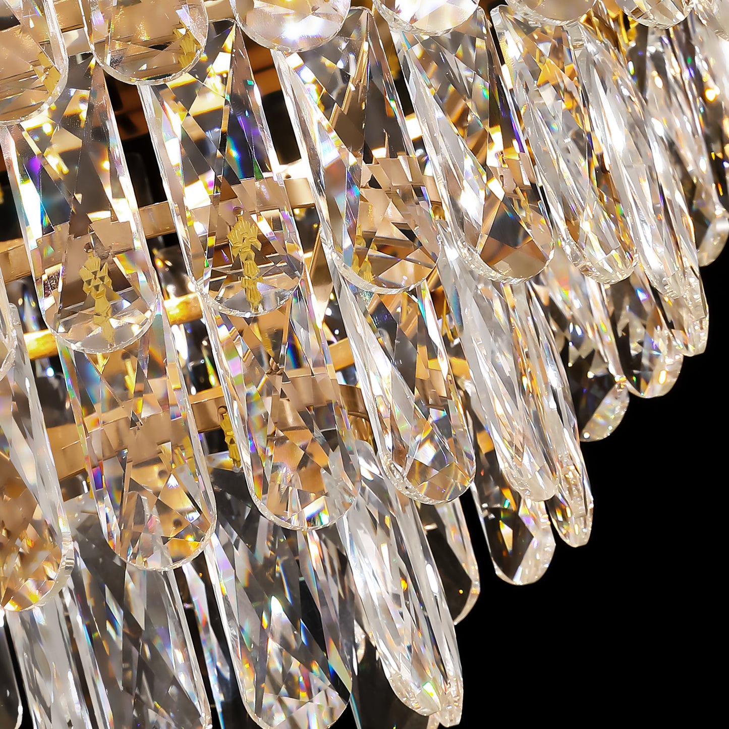 Luxury Gold Retractable Crystal Ceiling Fan with Light - Modern Chandelier Fan for Living & Dining Room