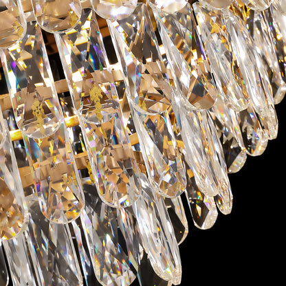 Luxury Gold Retractable Crystal Ceiling Fan with Light - Modern Chandelier Fan for Living & Dining Room