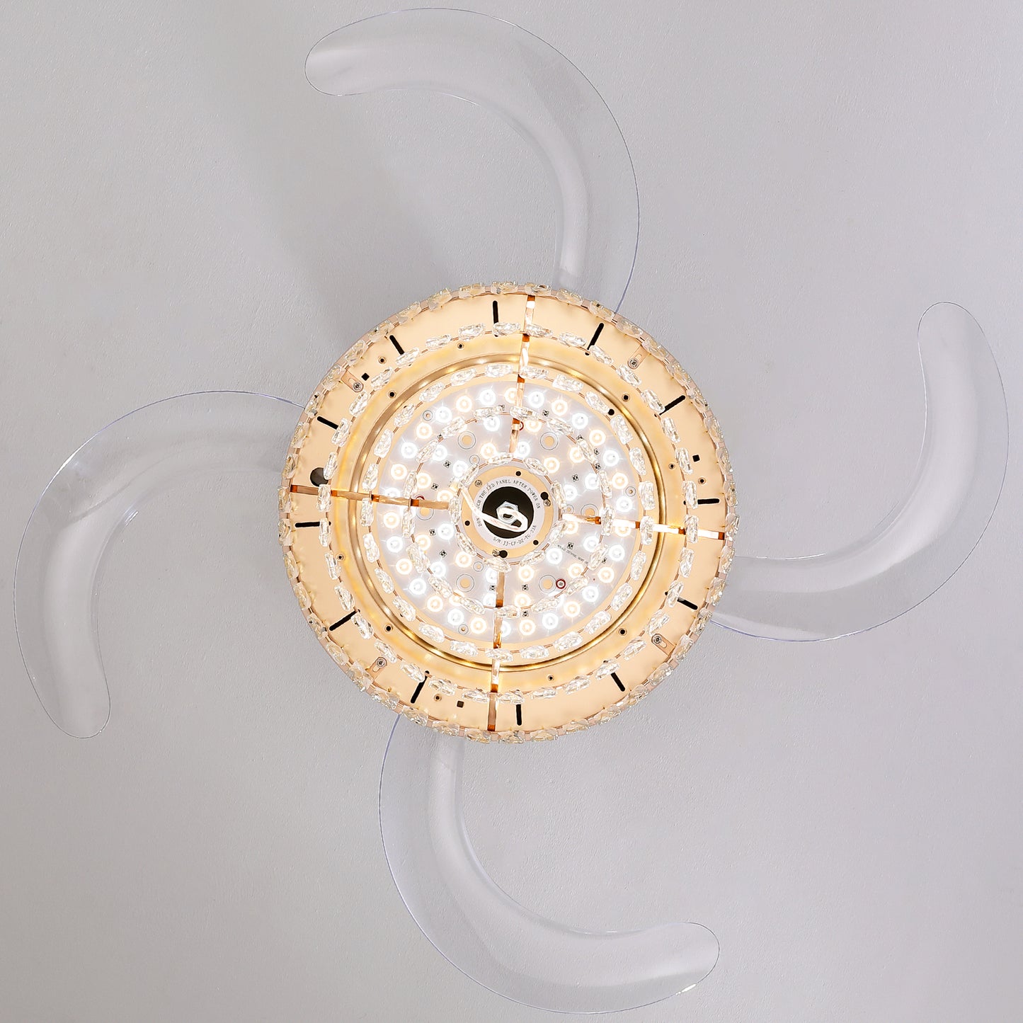 Luxury Gold Retractable Crystal Ceiling Fan with Light - Modern Chandelier Fan for Living & Dining Room