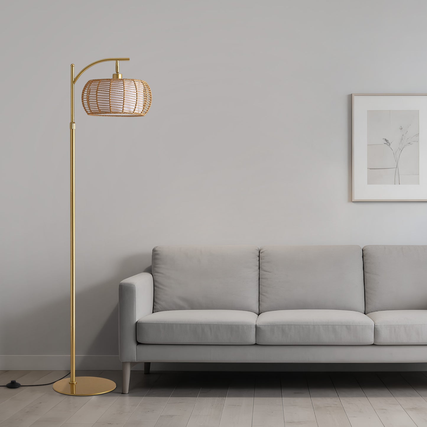 Handwoen Rattan Shade Floor Lamp