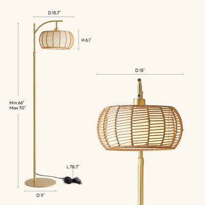 Handwoen Rattan Shade Floor Lamp