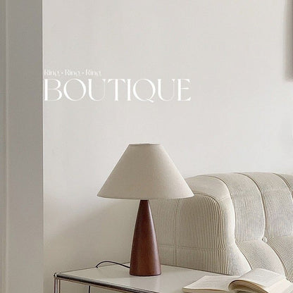 Scandinavian Style Table Lamp with Walnut Base - Neutral Linen Shade for Cozy Aesthetic Decor