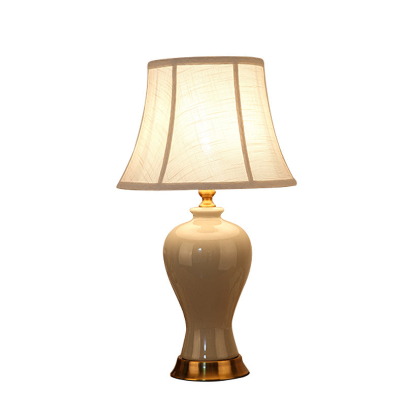 Large Ceramic Table Lamp with Linen Shade - Cozy Ambient Light for Living Rooms & Bedrooms