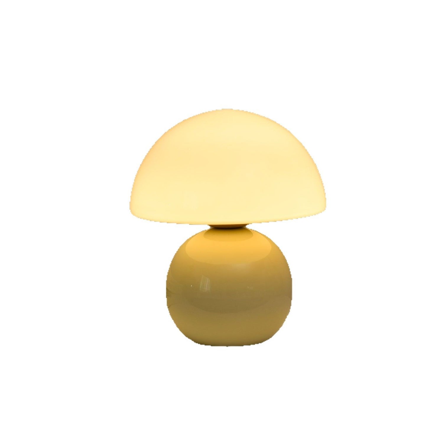 Cream Yellow Mushroom Table Lamp with Ceramic Base | Modern Bedside Lamp for Bedroom & Living Room