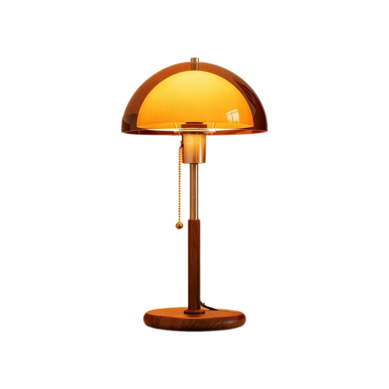 Retro Mushroom Table Lamp with Amber Glass Dome - Warm Glow for Cozy Home & Office Decor
