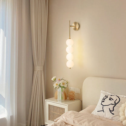 Minimalist Linear Wall Lamp with Four Opal Glass Globes