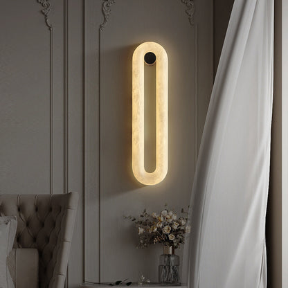 Natural Alabaster Oval LED Wall Sconce Minimalist Modern Wall Lamp