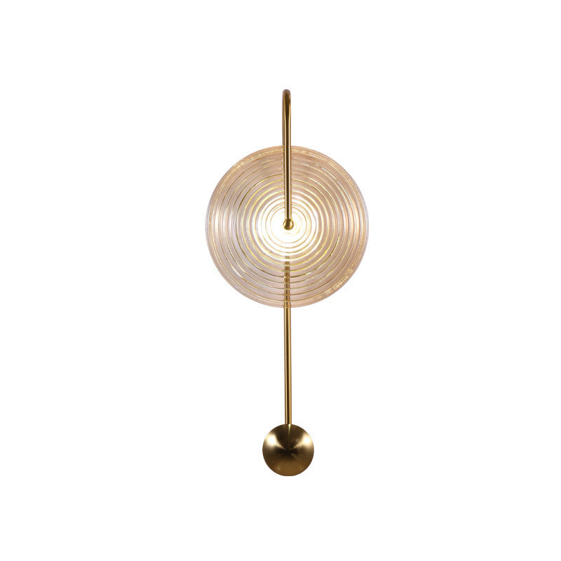Art Deco Pendulum Wall Lamp with Ribbed Glass Disc for Contemporary Decor